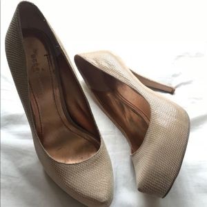 BCBG Snake Pattern Nude Pumps